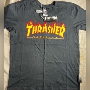 Thrasher size small black with flames‎ t-shirt.